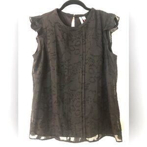 Black, cap sleeve, embroidered blouse. New with tags. Never worn.